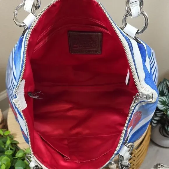 Coach Poppy Nautical Stripe Tote and Matching Wallet - Picture 12 of 16